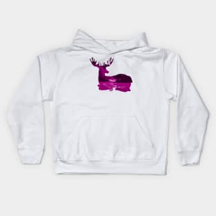 Pink Deer Silhouette Kids Hoodie